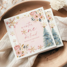 Winter Onederland Snowflake 1. Geburtstag Party Serviette