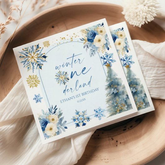 Winter Onederland Snowflake 1. Geburtstag Party Serviette