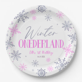 Winter ONEderland Snowflake 1st Birthday Party Pappteller
