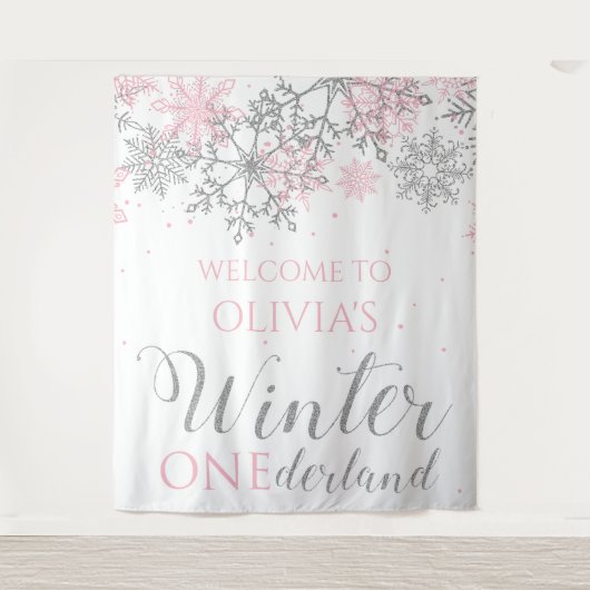 Winter ONEderland Snowflake Begrüßungszeichen Wandteppich (Vorderseite)