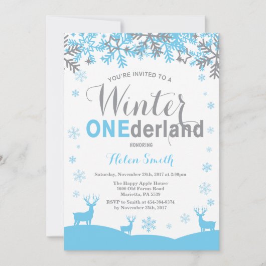 Winter Onederland Snowflake Boy 1. Geburtstag Einladung (Vorderseite)