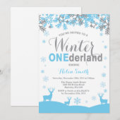 Winter Onederland Snowflake Boy 1. Geburtstag Einladung (Vorne/Hinten)