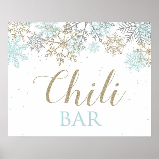 Winter Onederland Snowflake Chili Bar Sign Poster (Vorne)