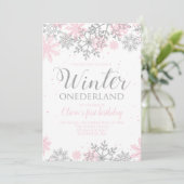 Winter Onederland Snowflake Einladung (Stehend Vorderseite)