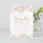 Winter Onederland Snowflake Erster Geburtstag Einl Einladung (Stehend Vorderseite)