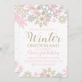 Winter Onederland Snowflake Erster Geburtstag Einl Einladung (Vorne/Hinten)
