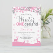 Winter Onederland Snowflake Girl 1. Geburtstag Einladung (Stehend Vorderseite)