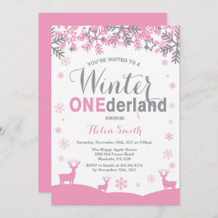 Winter Onederland Snowflake Girl 1. Geburtstag Einladung