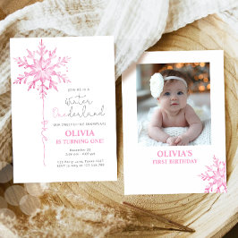Winter ONEderland Snowflake Girl Erster Geburtstag Einladung
