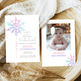 Winter ONEderland Snowflake Girl Erster Geburtstag Einladung