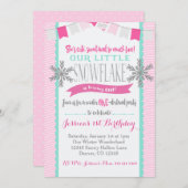 Winter ONEderland Snowflake Invitation Girl Einladung (Vorne/Hinten)
