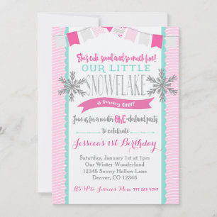 Winter ONEderland Snowflake Invitation Girl Einladung