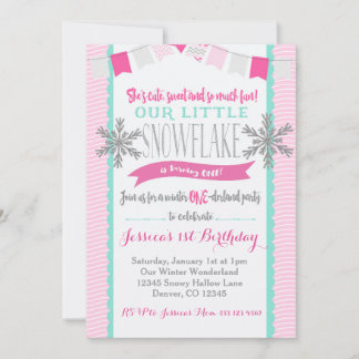 Winter ONEderland Snowflake Invitation Girl Einladung