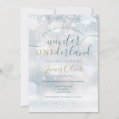 Winter Onederland Snowflakes 1. Geburtstag Einladung (Vorderseite)