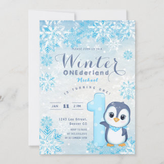 Winter Onederland Snowflakes Blue Boy 1. Geburtsta