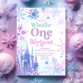 Winter Onederland Snowflakes Burg Girl del Malcant Einladung