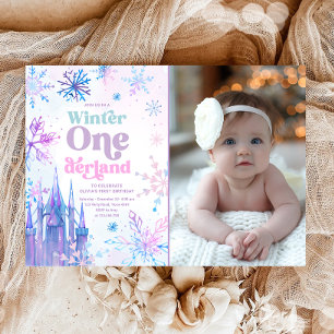Winter Onederland Snowflakes Burg Girl del Malcant Einladung