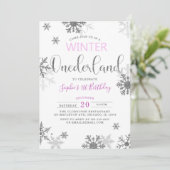 Winter Onederland Snowflakes Erster Geburtstag Einladung (Stehend Vorderseite)