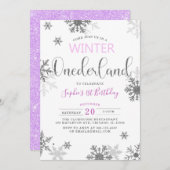 Winter Onederland Snowflakes Erster Geburtstag Einladung (Vorne/Hinten)