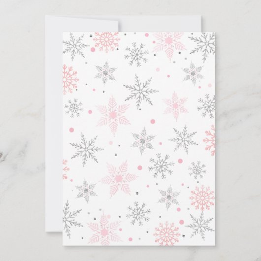 Winter Onederland Snowflakes Erster Geburtstag Einladung (Rückseite)