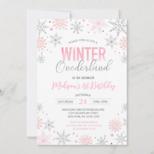 Winter Onederland Snowflakes Erster Geburtstag Einladung