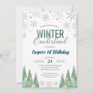 Winter Onederland Snowflakes Erster Geburtstag Einladung