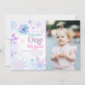 Winter Onederland Snowflakes Girl Einladung (Vorderseite)