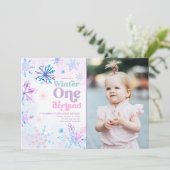 Winter Onederland Snowflakes Girl Einladung (Stehend Vorderseite)