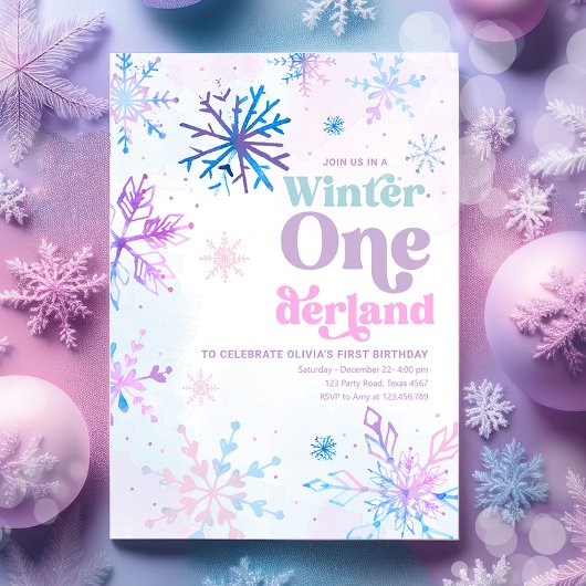Winter Onederland Snowflakes Girl Einladung