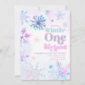 Winter Onederland Snowflakes Girl Einladung (Vorderseite)