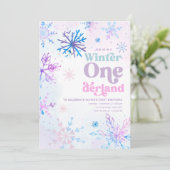 Winter Onederland Snowflakes Girl Einladung (Stehend Vorderseite)