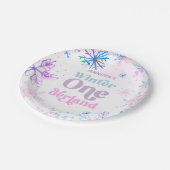 Winter Onederland Snowflakes Girl Snow Geburtstag Pappteller (Schrägansicht)