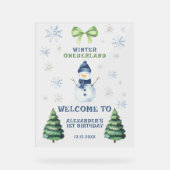 Winter Onederland Snowman 1. Geburtstag Acrylschild (Vorderseite)