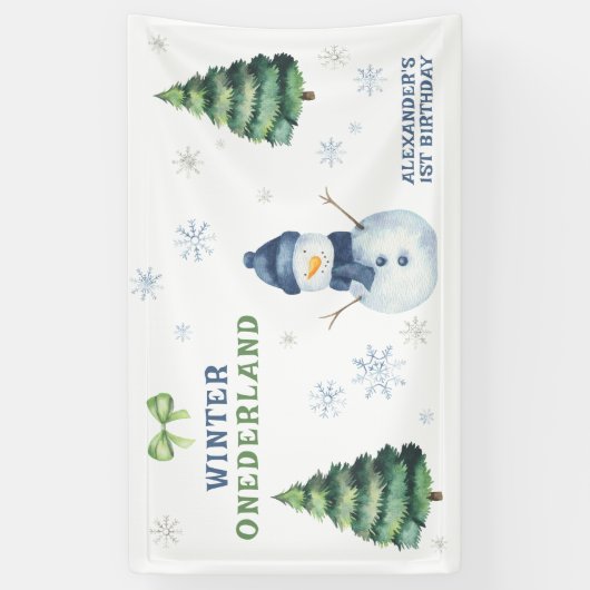 Winter Onederland Snowman 1. Geburtstag Banner (Vertikal)