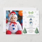 Winter Onederland Snowman 1. Geburtstag Einladung (Vorderseite)