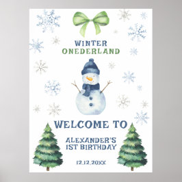 Winter Onederland Snowman 1. Geburtstag Poster