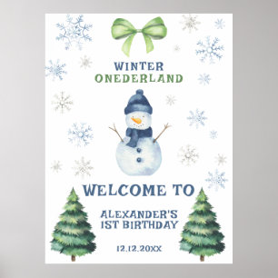 Winter Onederland Snowman 1. Geburtstag Poster