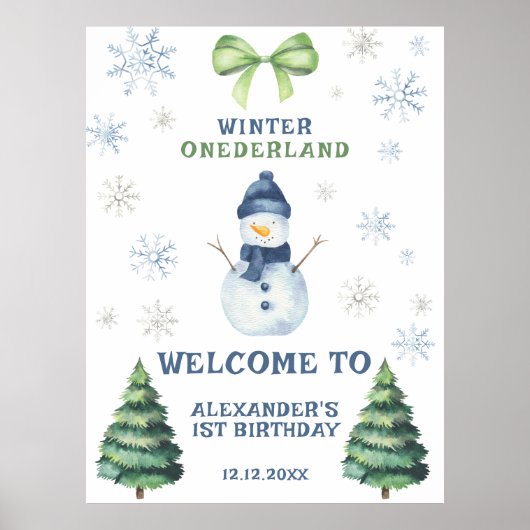 Winter Onederland Snowman 1. Geburtstag Poster (Vorne)