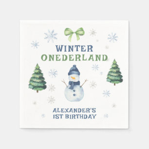 Winter Onederland Snowman 1. Geburtstag Serviette