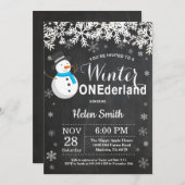 Winter Onederland Snowman Boy 1. Geburtstag Einladung (Vorne/Hinten)