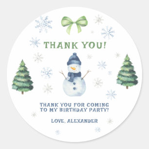 Winter Onederland Snowman Geburtstag Danke Runder Aufkleber