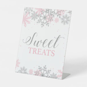 Winter Onederland Sweet Leckereien Rosa Silber Sockelschild