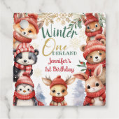 Winter ONEderland Tiere Weihnachten 1. Geburtstag Geschenkanhänger (Vorderseite)