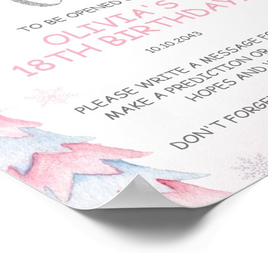 Winter Onederland Time Capsule Sign Poster (Ecke)