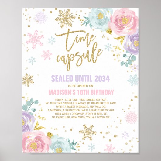 Winter ONEderland Time Kapsel Rosa und Gold Poster (Vorne)