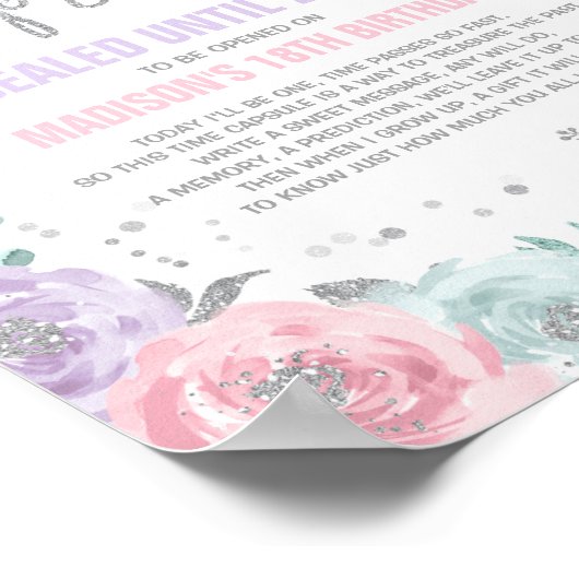 Winter ONEderland Time Kapsel Rosa und Silber Poster (Ecke)