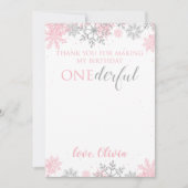 Winter ONEderland Vielen Dank, dass Sie rosa Silbe Dankeskarte (Vorderseite)