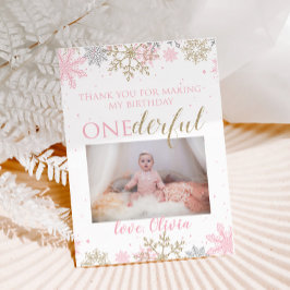 Winter ONEderland Vielen Dank Foto Card Snowflakes Dankeskarte