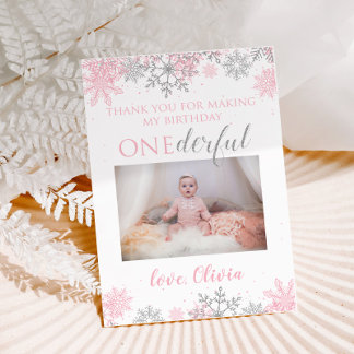 Winter ONEderland Vielen Dank Foto Card Snowflakes Dankeskarte