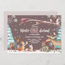 Winter ONEderland Wald Rosa Geburtstag